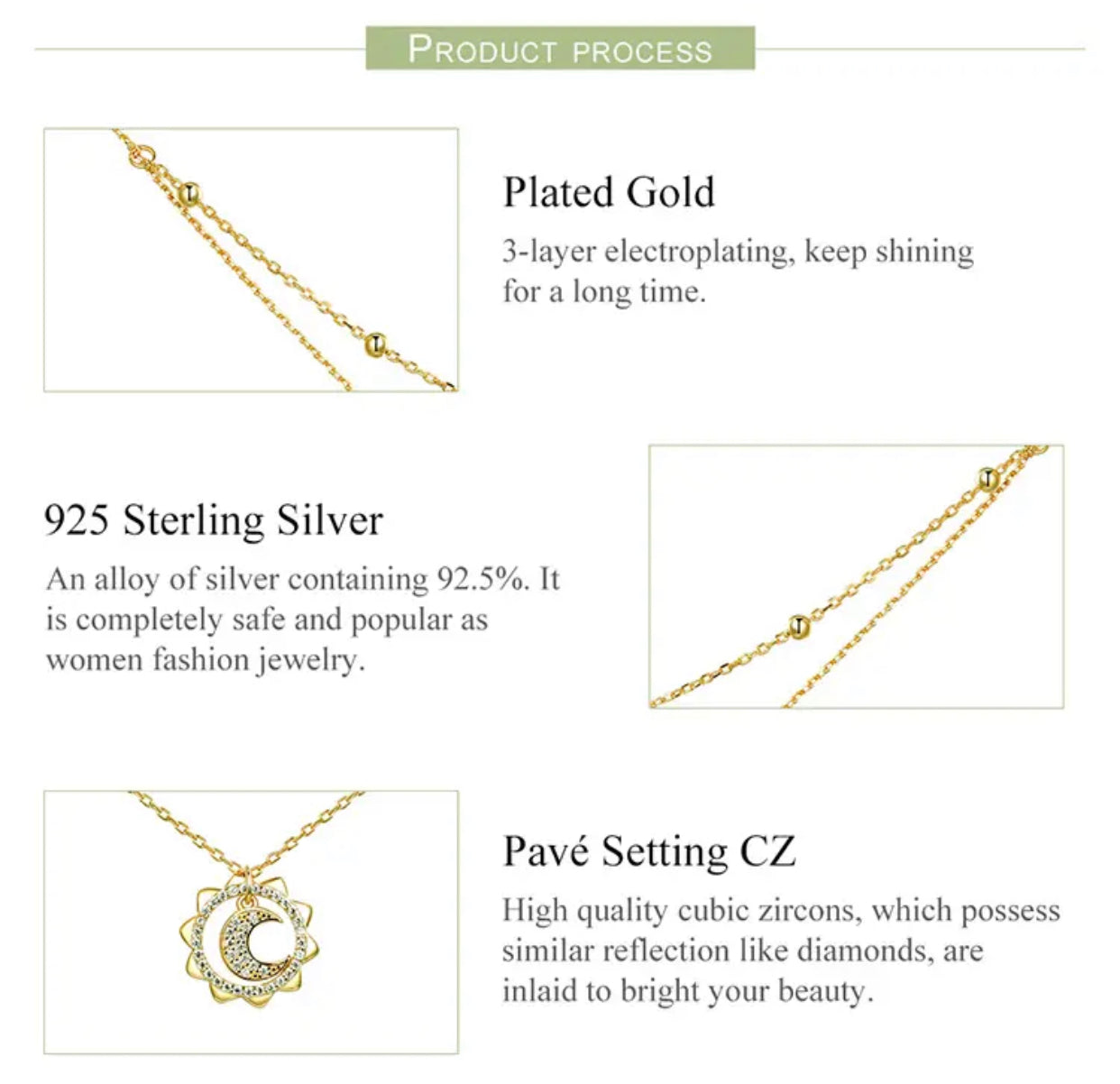 MARIANA STERLING SILVER SUN AND MOON PENDENT NECKLACE