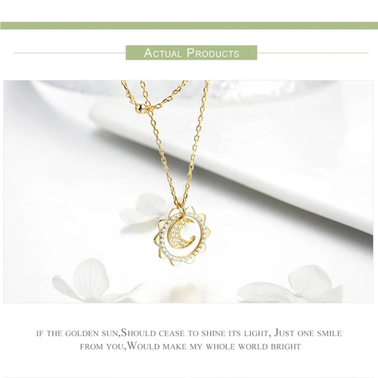 MARIANA STERLING SILVER SUN AND MOON PENDENT NECKLACE