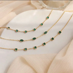 TRINITY STERLING SILVER  EMERALD  LINK BRACELET