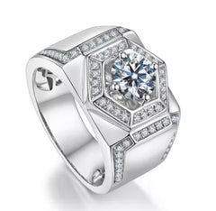 HERRAN 1CT SIGNET MOISSANITE DIAMOND RING