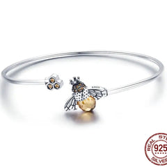 RAQUEL STERLING SILVER BEE BANGLE BRACELET