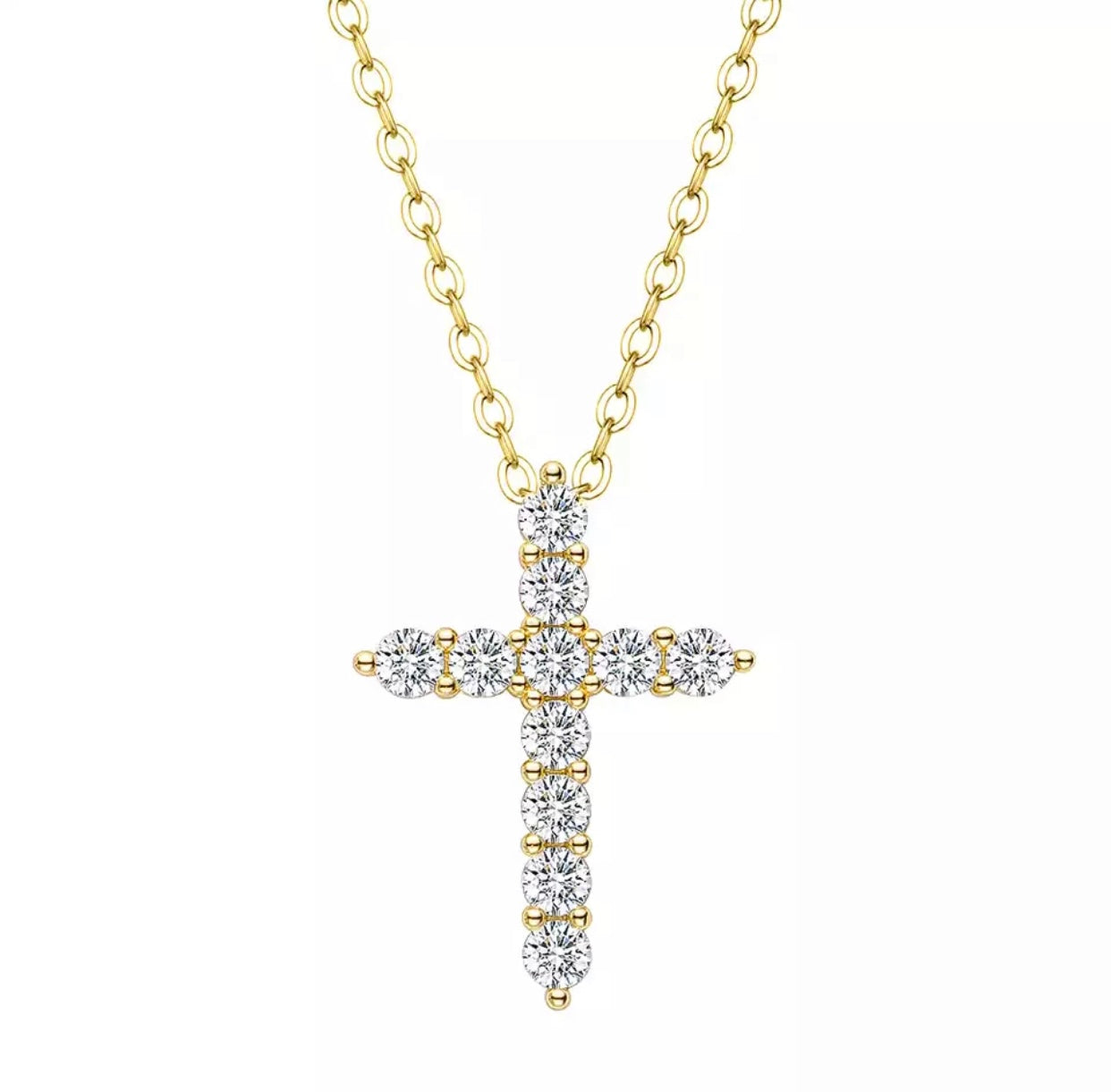 MEDORA STERLING SILVER MOISSANITE CROSS NECKLACE