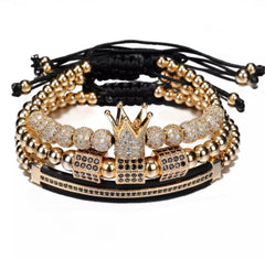 MATTEO 3 PIECE BLING BEAD CROWN MENS BRACELET