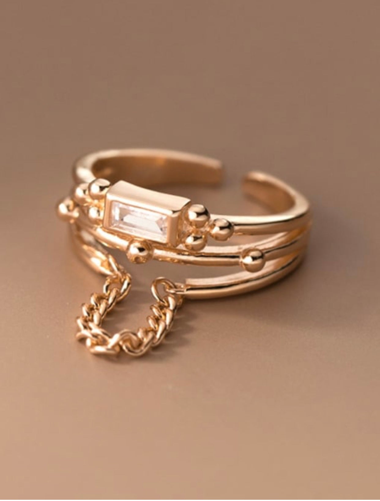 KARIA STERLING SILVER CHAIN LINK PENDENT RING