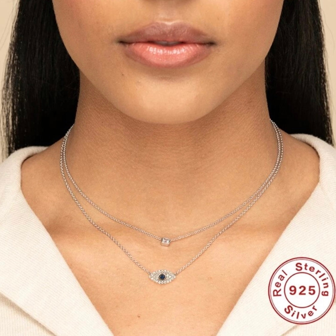 AMARA STERLING SILVER EVIL EYE NECKLACE
