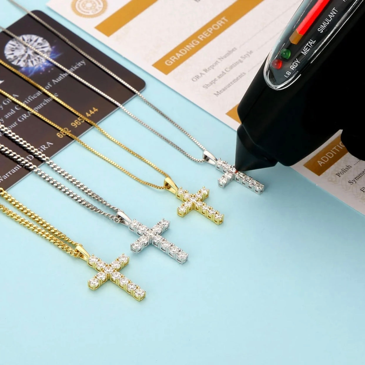 MEDORA STERLING SILVER MOISSANITE CROSS NECKLACE
