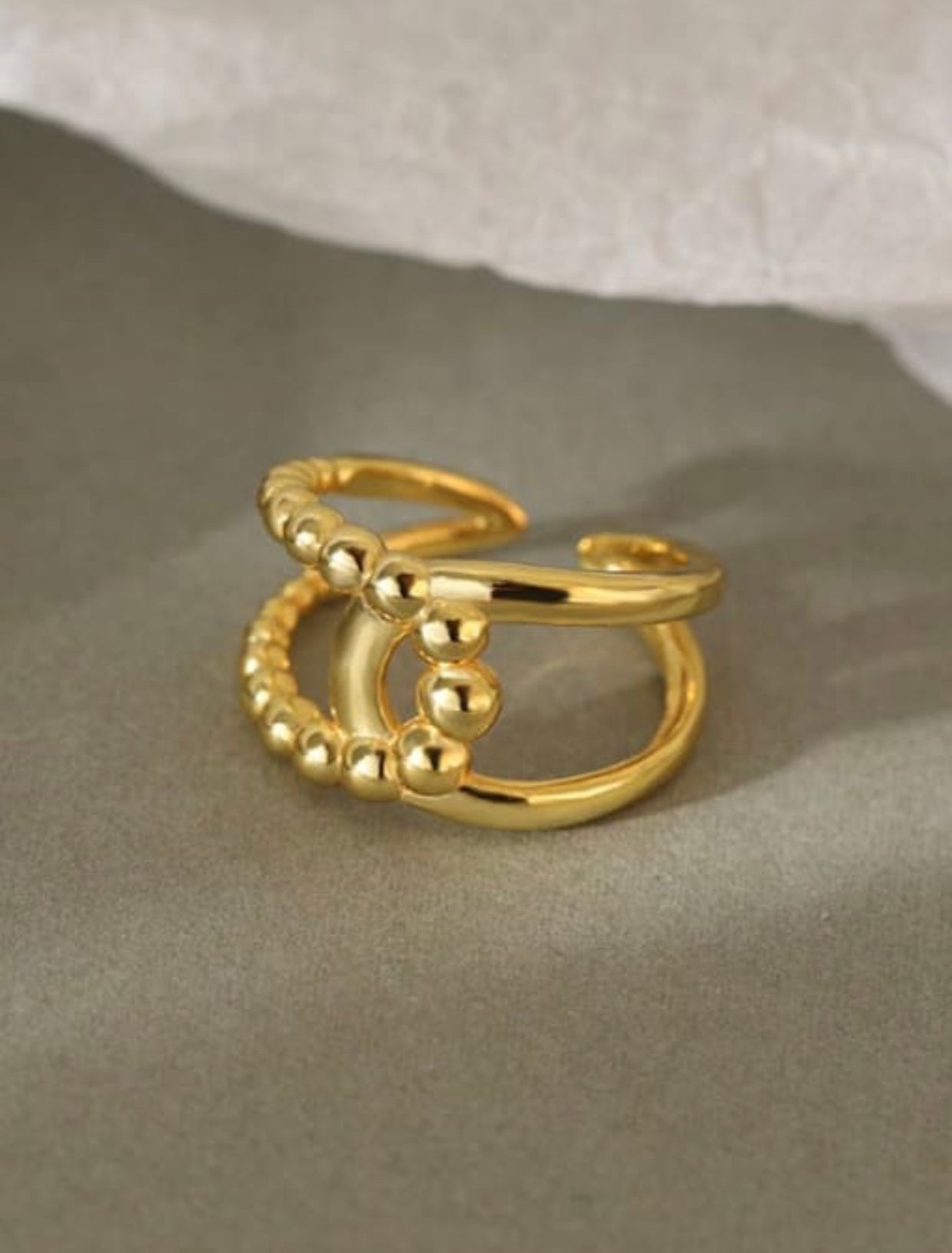 OLYMPIA STERLING SILVER KNOT WITH BEADED TEXTURE RING