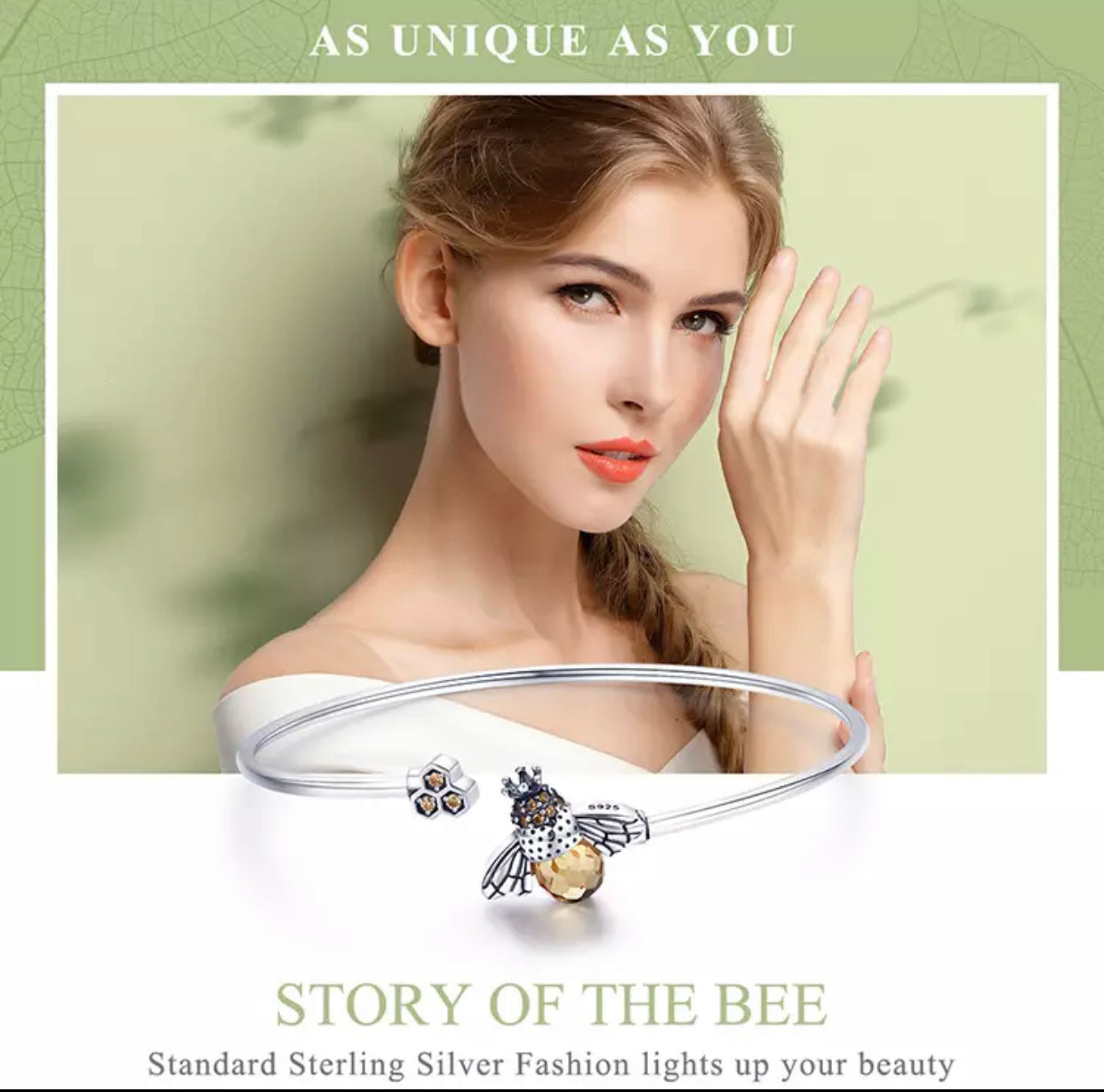 RAQUEL STERLING SILVER BEE BANGLE BRACELET