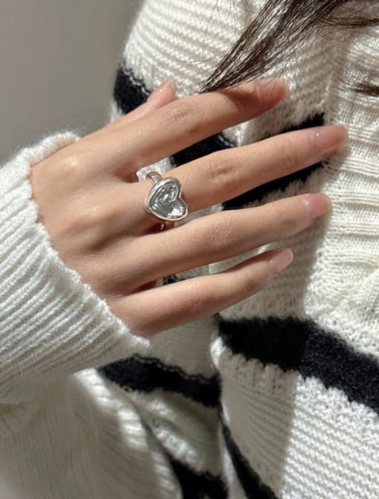 RIN STERLING SILVER DOUBLE HEART RING