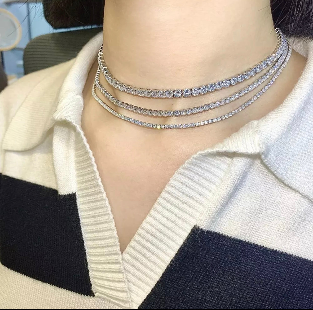DEMETRA STERLING SILVER MOISSANITE TENNIS NECKLACE