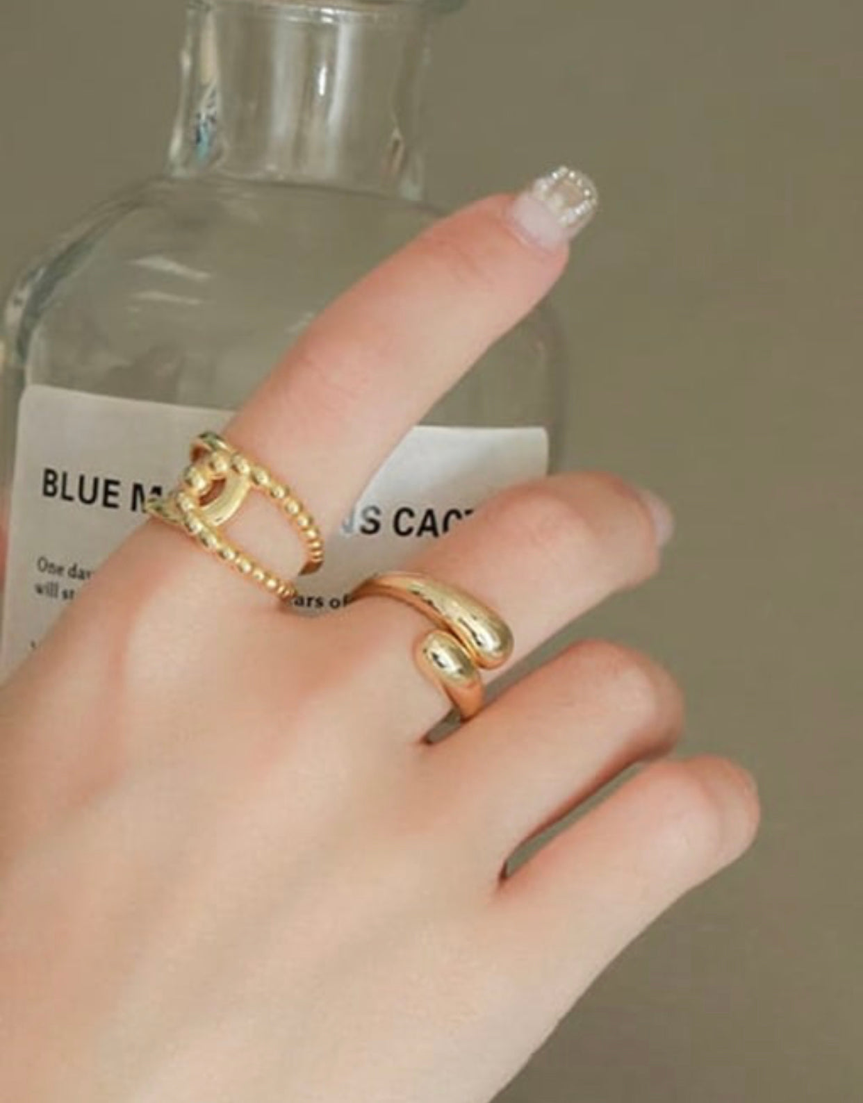 OLYMPIA STERLING SILVER KNOT WITH BEADED TEXTURE RING