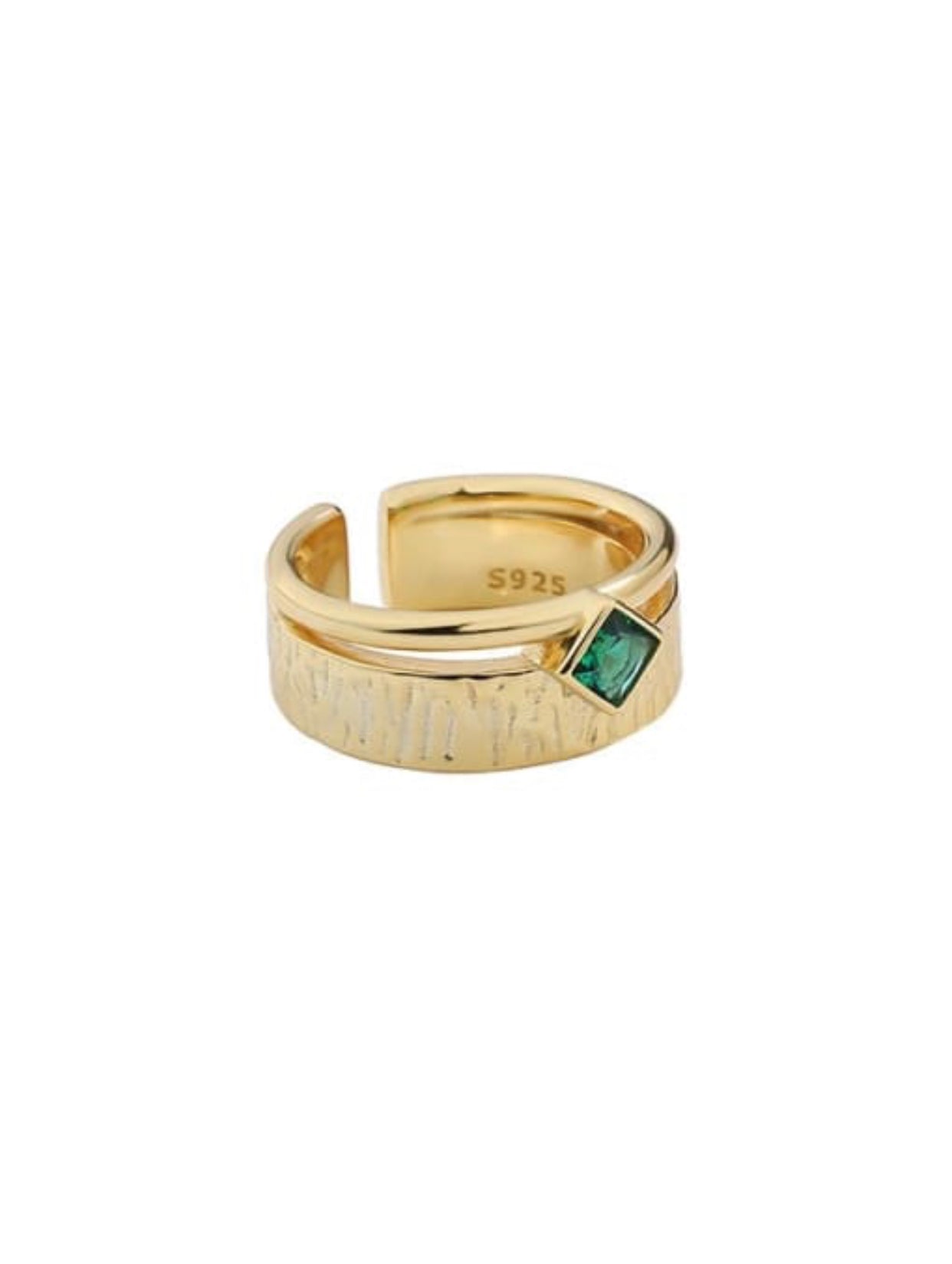 REA STERLING SILVER MARQUISE EMERALD GREEN RING