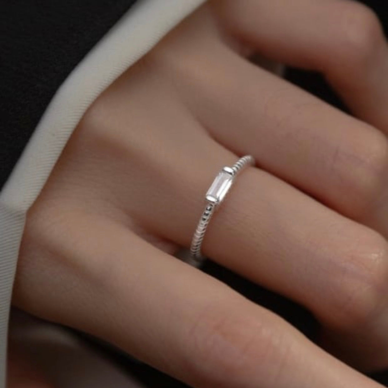 ACACIA STERLING SILVER DAINTY BAND RING