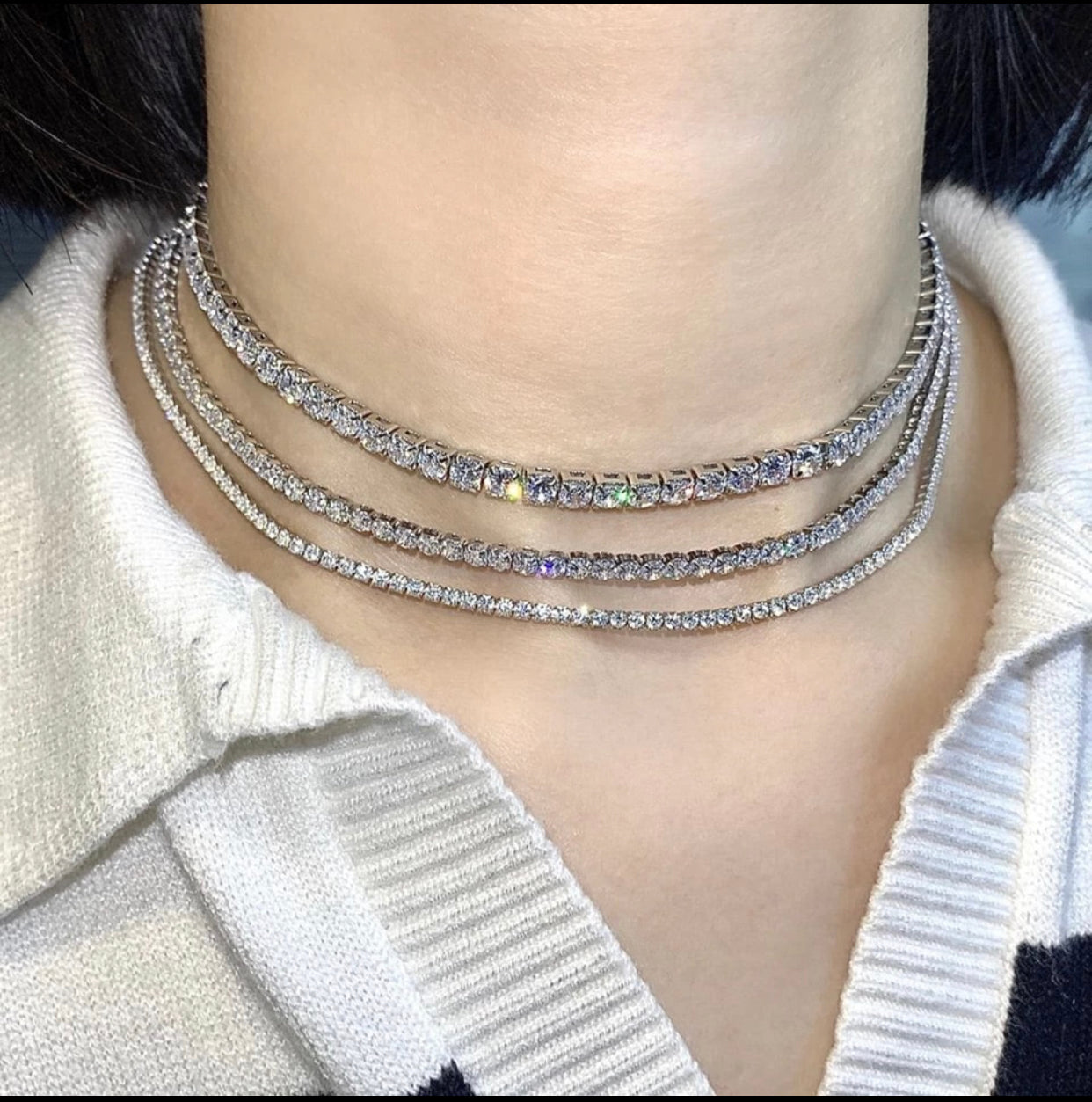 DEMETRA STERLING SILVER MOISSANITE TENNIS NECKLACE