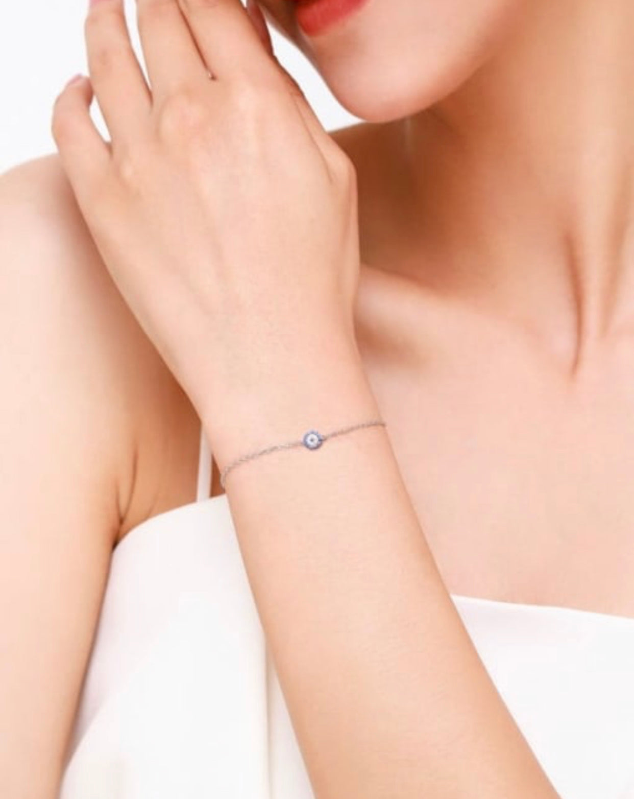 AMBROGIO STERLING SILVER EVIL EYE BRACELET