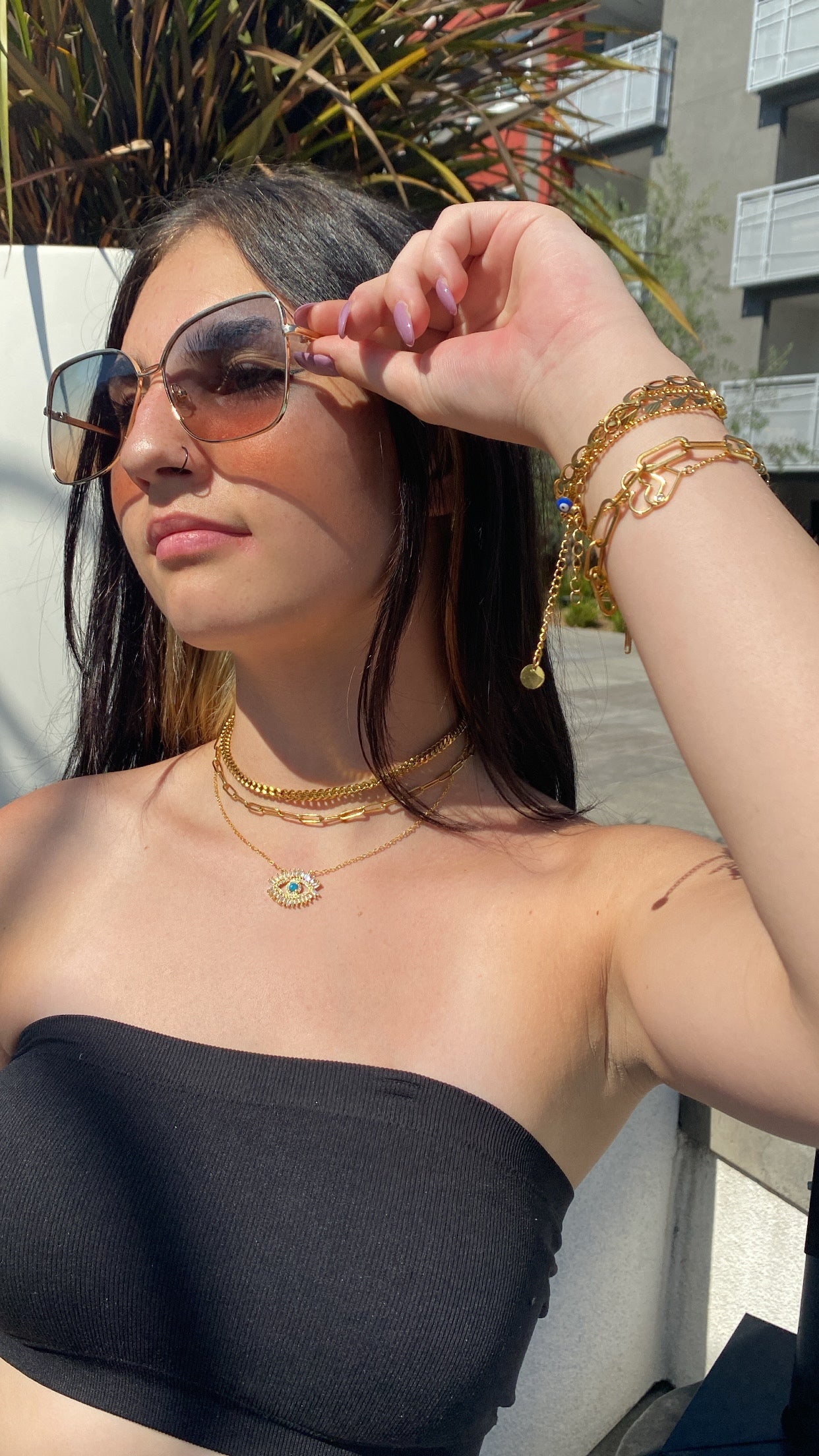 COSMIA EVIL EYE STERLING SILVER BLING NECKLACE