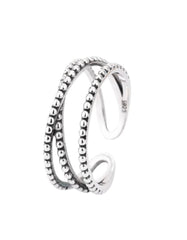 LUCREZIA TWIST STERLING SILVER BEAD RING