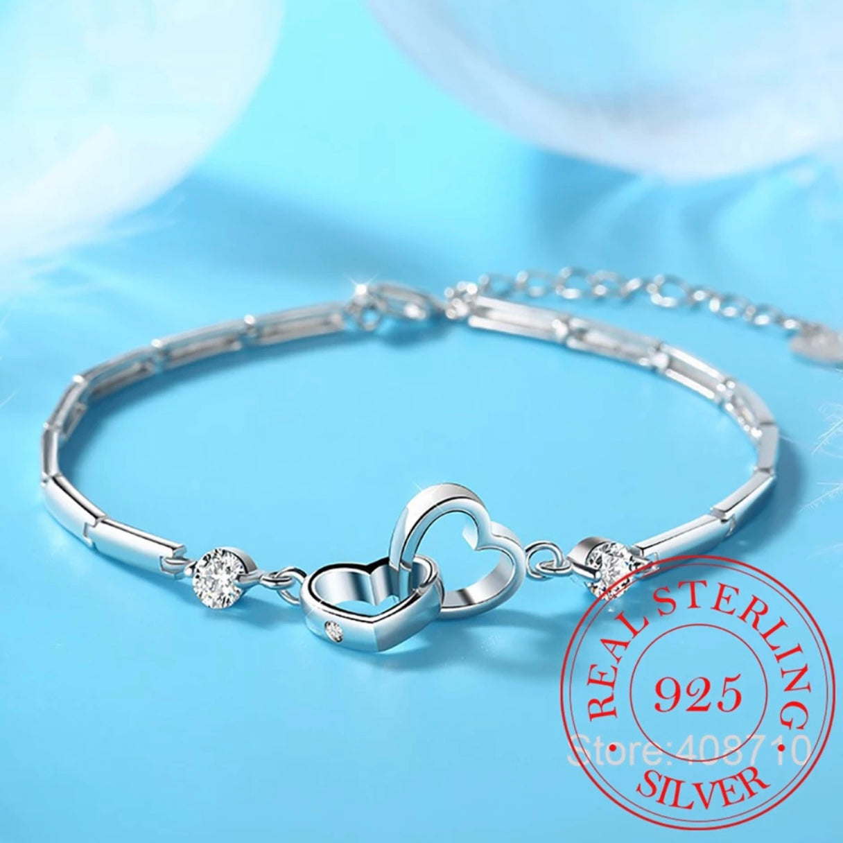 PIERA STERLING SILVER DOUBLE HEART BRACELET