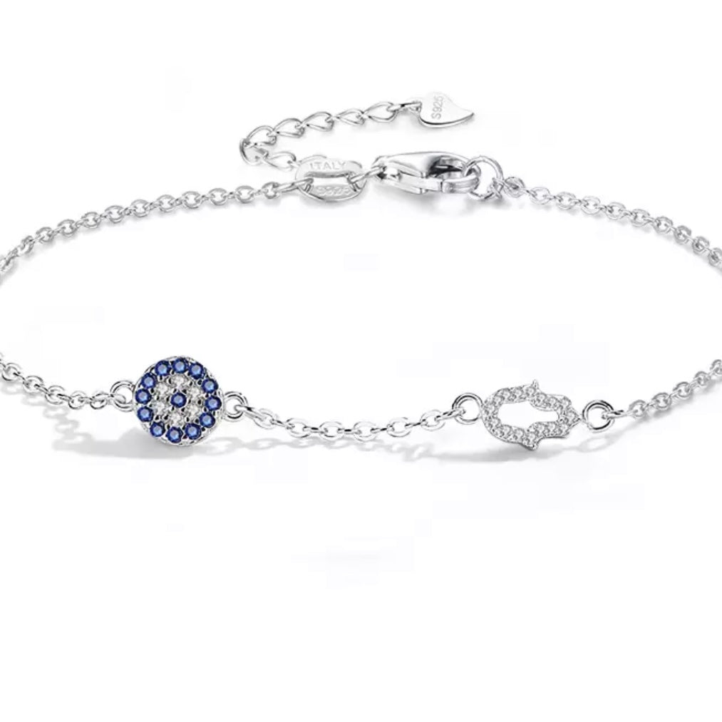 AMBROGIO STERLING SILVER EVIL EYE BRACELET