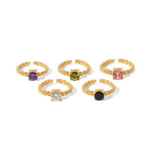 FIORELLA ROPE CHAIN STERLING SILVER CZ STONE RING