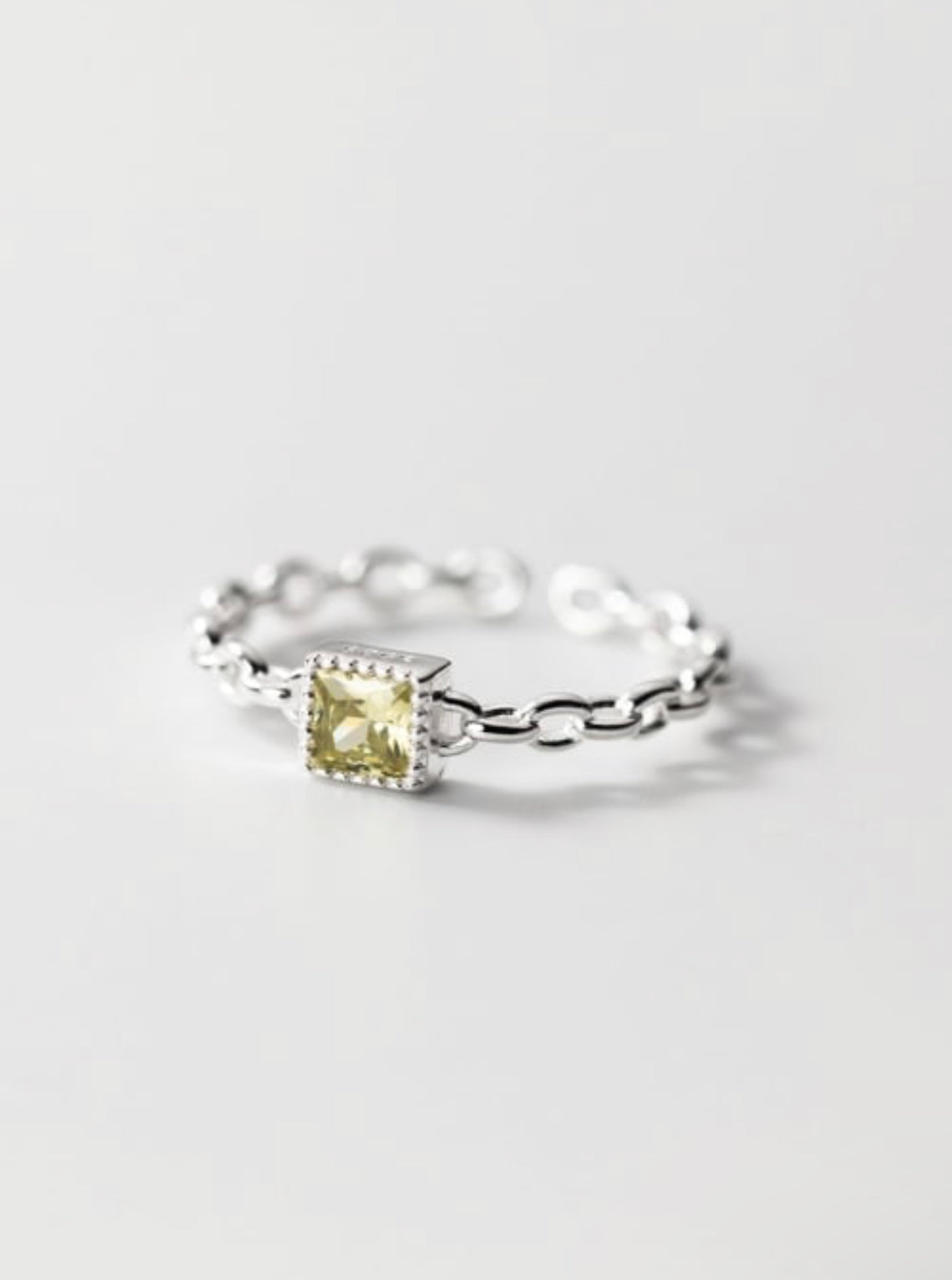 CINZIA CHAIN LINK STERLING SILVER CZ STONE RING