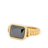 LARISA SQUARE COLORED CZ STONE WITH TWIST ACCENT RING