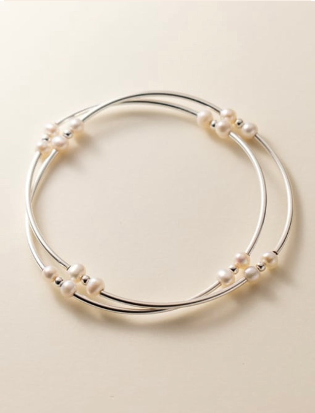 ELYSE STERLING SILVER PEARL BANGLE BRACELET