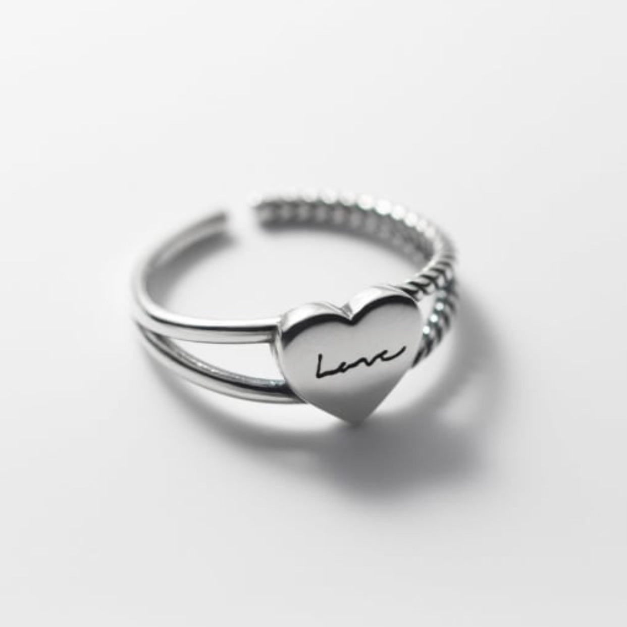 CECELIA ROPE CHAIN STERLING SILVER BAND LOVE RING