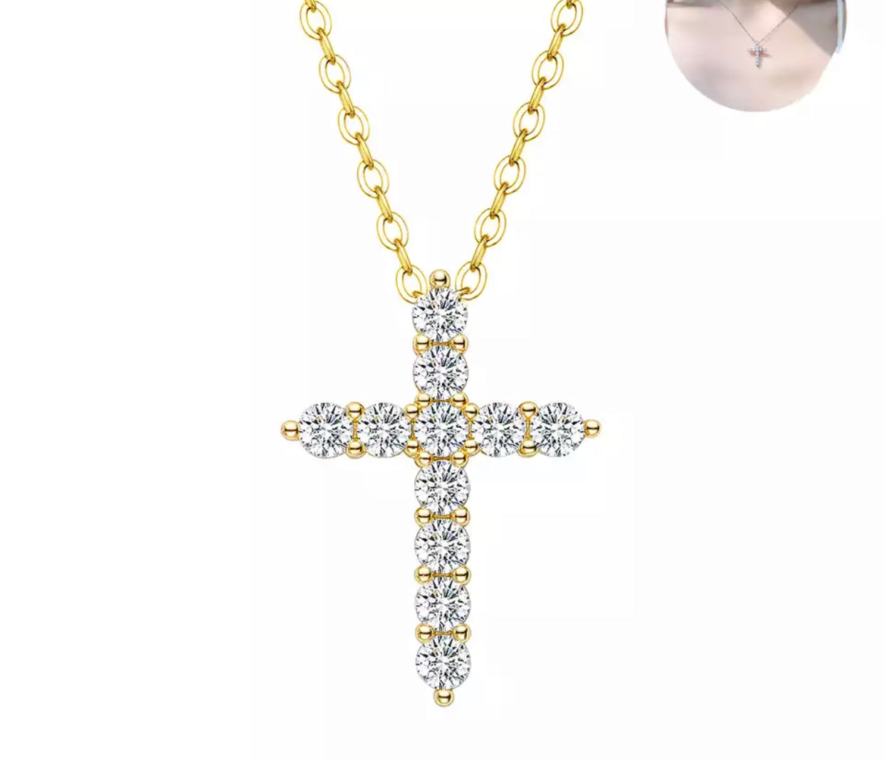 MEDORA STERLING SILVER MOISSANITE CROSS NECKLACE