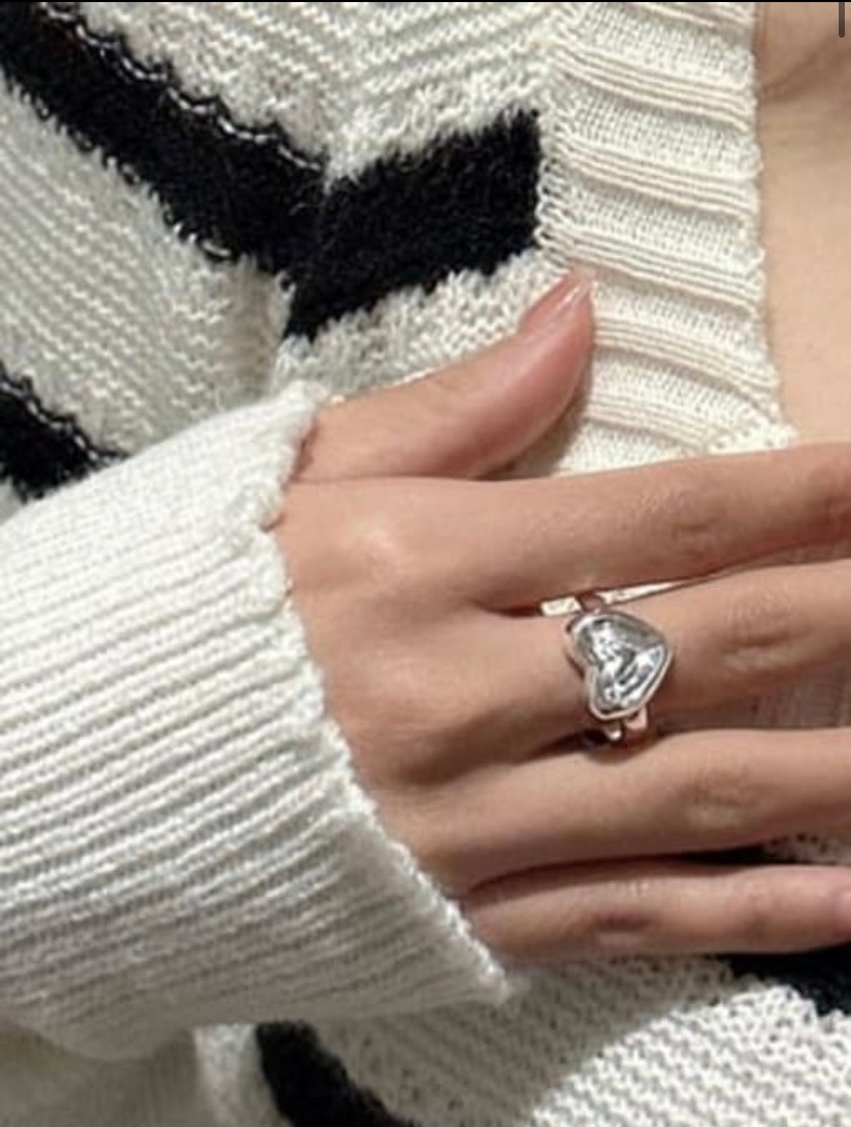 RIN STERLING SILVER DOUBLE HEART RING
