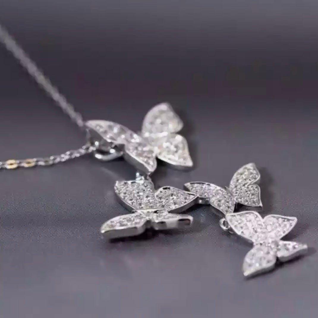 CORINNA STERLING SILVER DAZZLING BUTTERFLY PENDENT NECKLACE