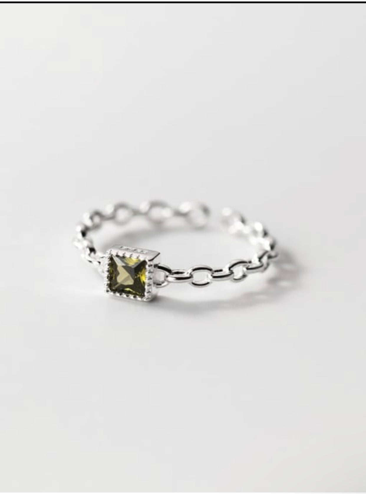 CINZIA CHAIN LINK STERLING SILVER CZ STONE RING