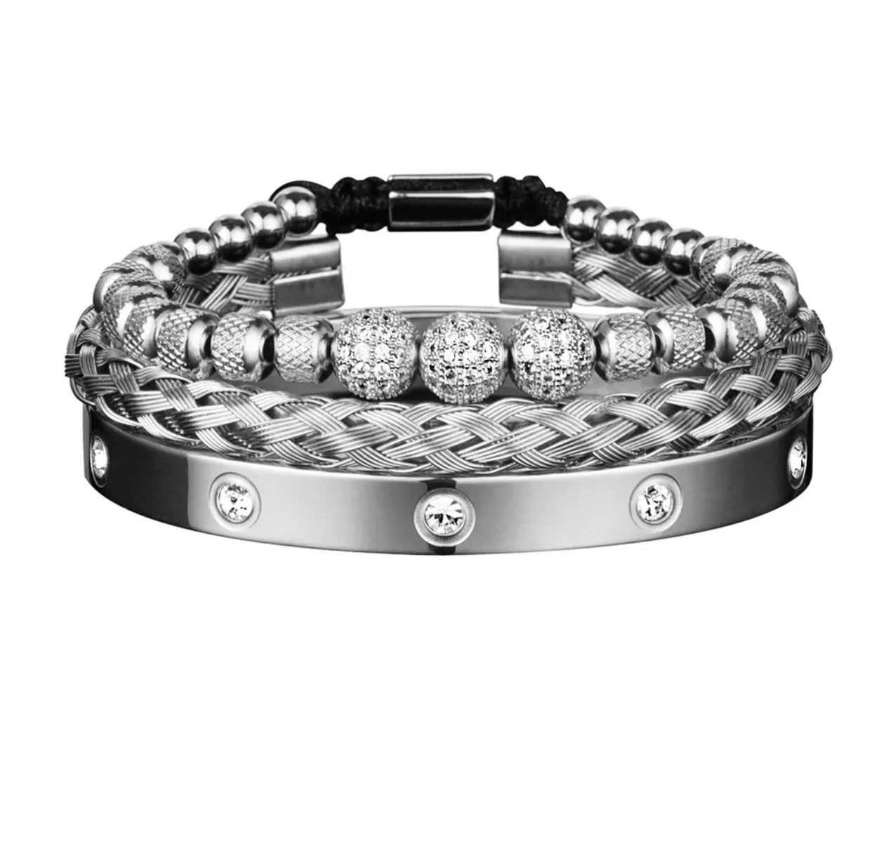 MATTEO 3 PIECE BEAD BLING BRACELET