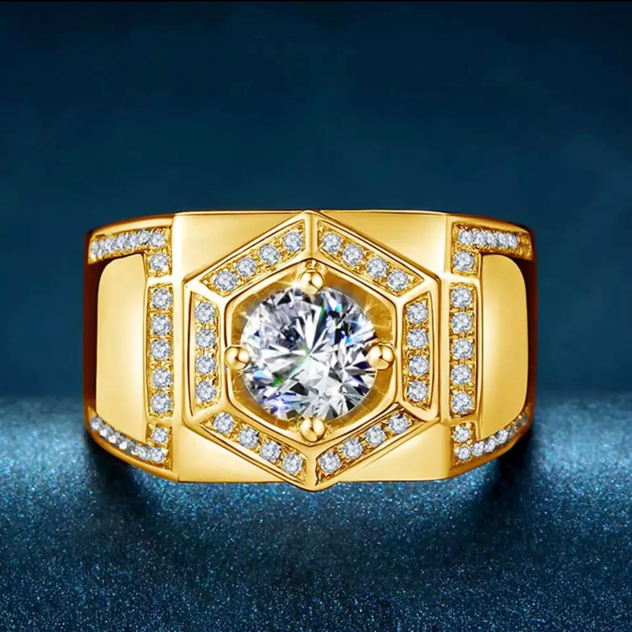 HERRAN 1CT SIGNET MOISSANITE DIAMOND RING