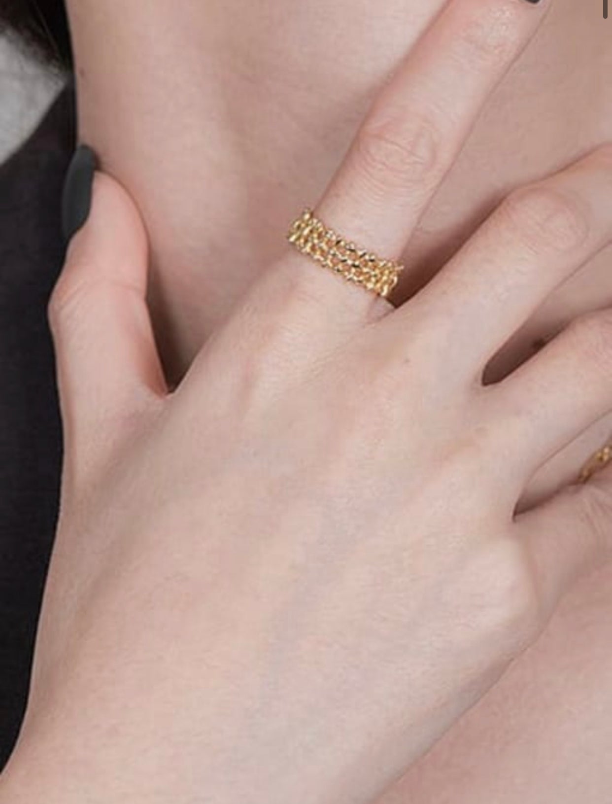 CAMILLA 3 ROW STERLING SILVER CHAIN RING
