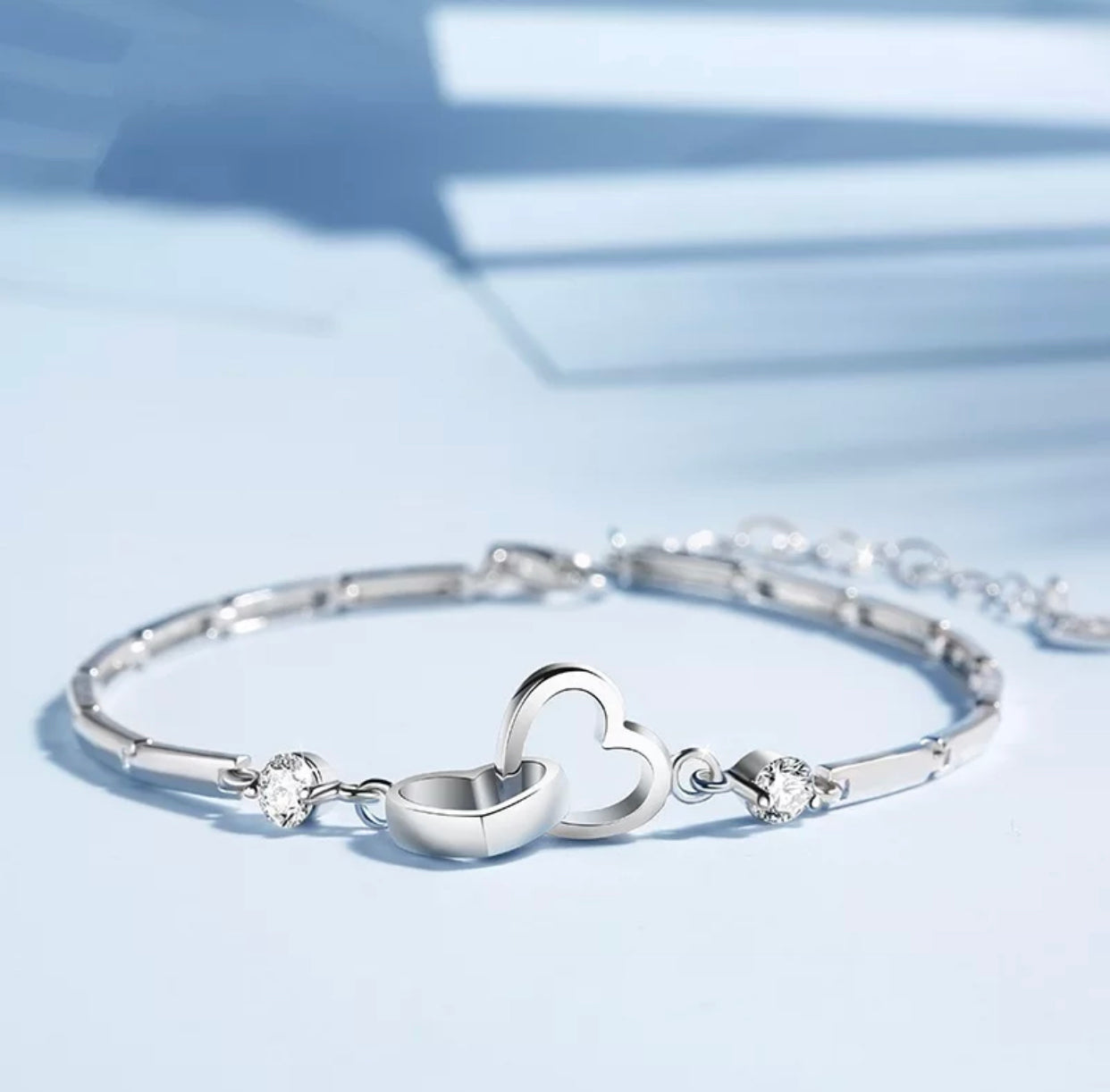 PIERA STERLING SILVER DOUBLE HEART BRACELET