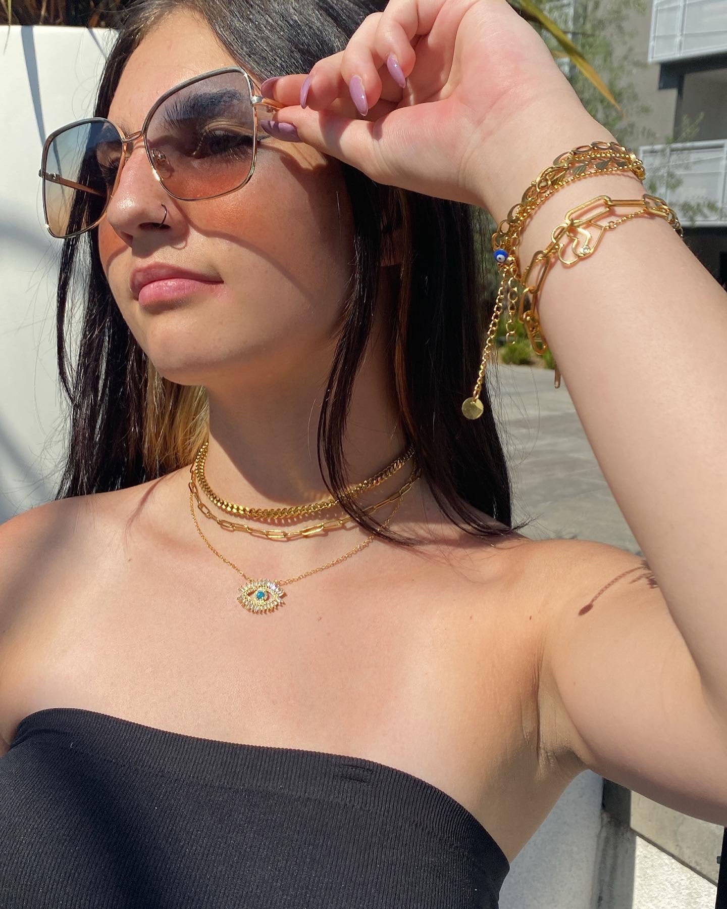 COSMIA EVIL EYE STERLING SILVER BLING NECKLACE
