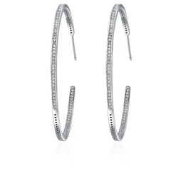 ZORAIDA STERLING SILVER PAVE HOOP EARRINGS