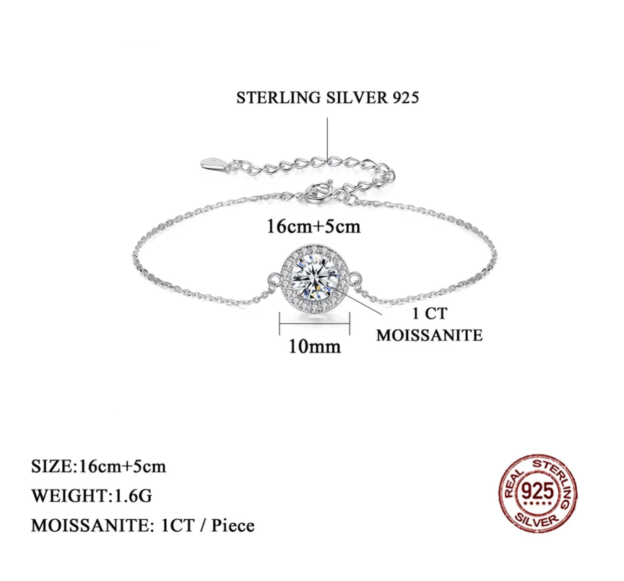 MARGAUX STERLING SILVER 1CT MOISSANITE BRACELET