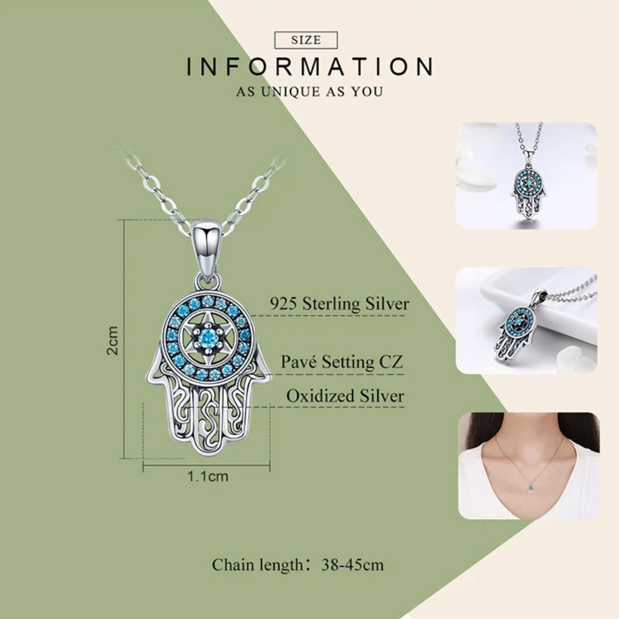 MICAELA STERLING SILVER FATIMA NECKLACE