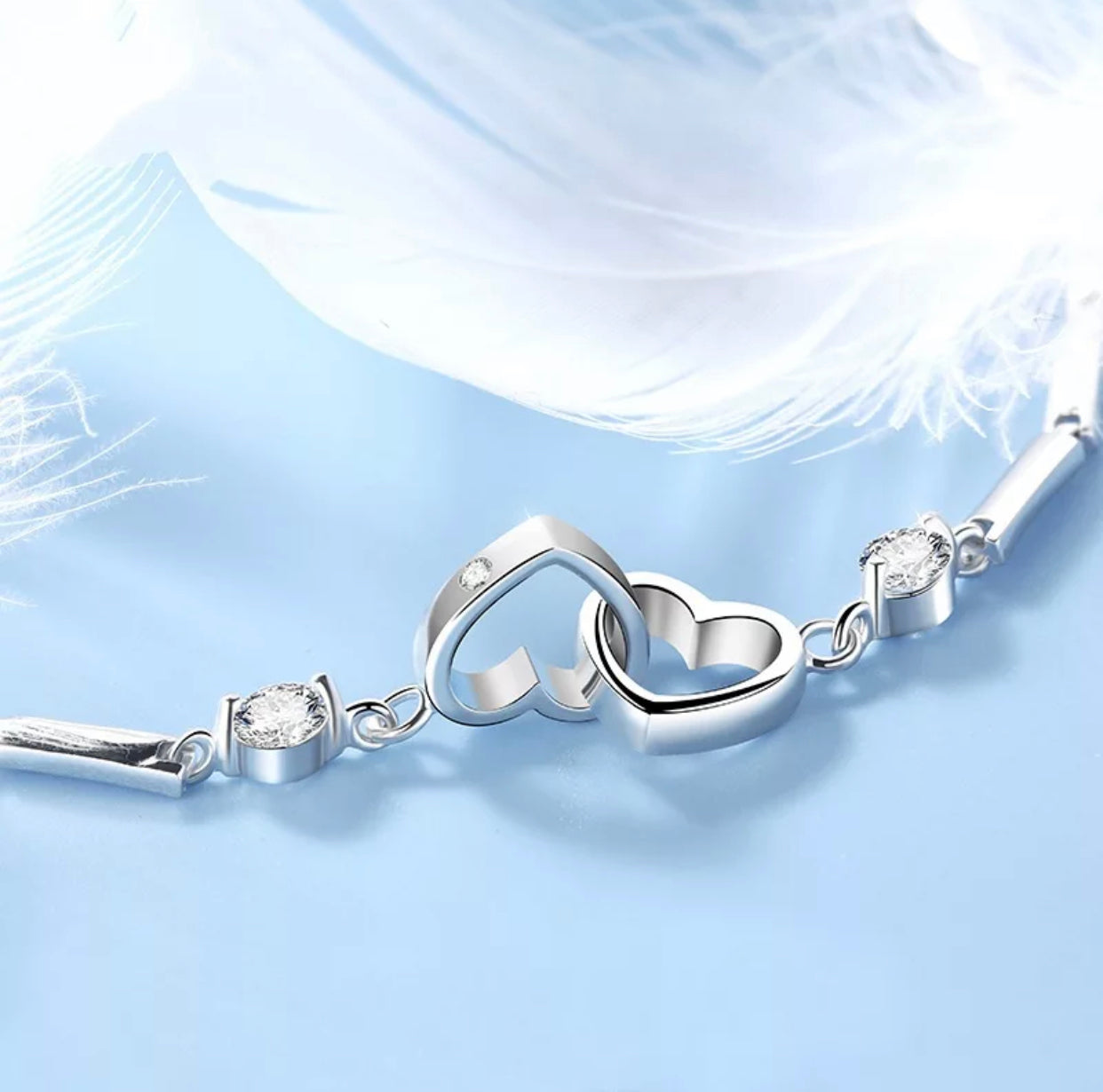 PIERA STERLING SILVER DOUBLE HEART BRACELET