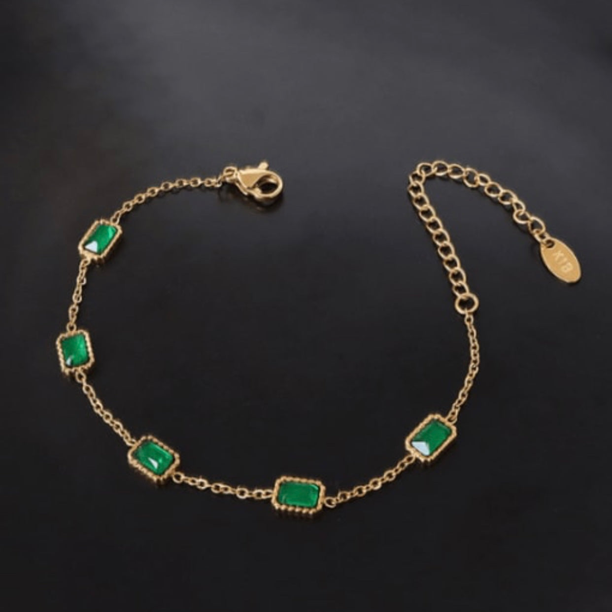 TRINITY STERLING SILVER EMERALD LINK BRACELET