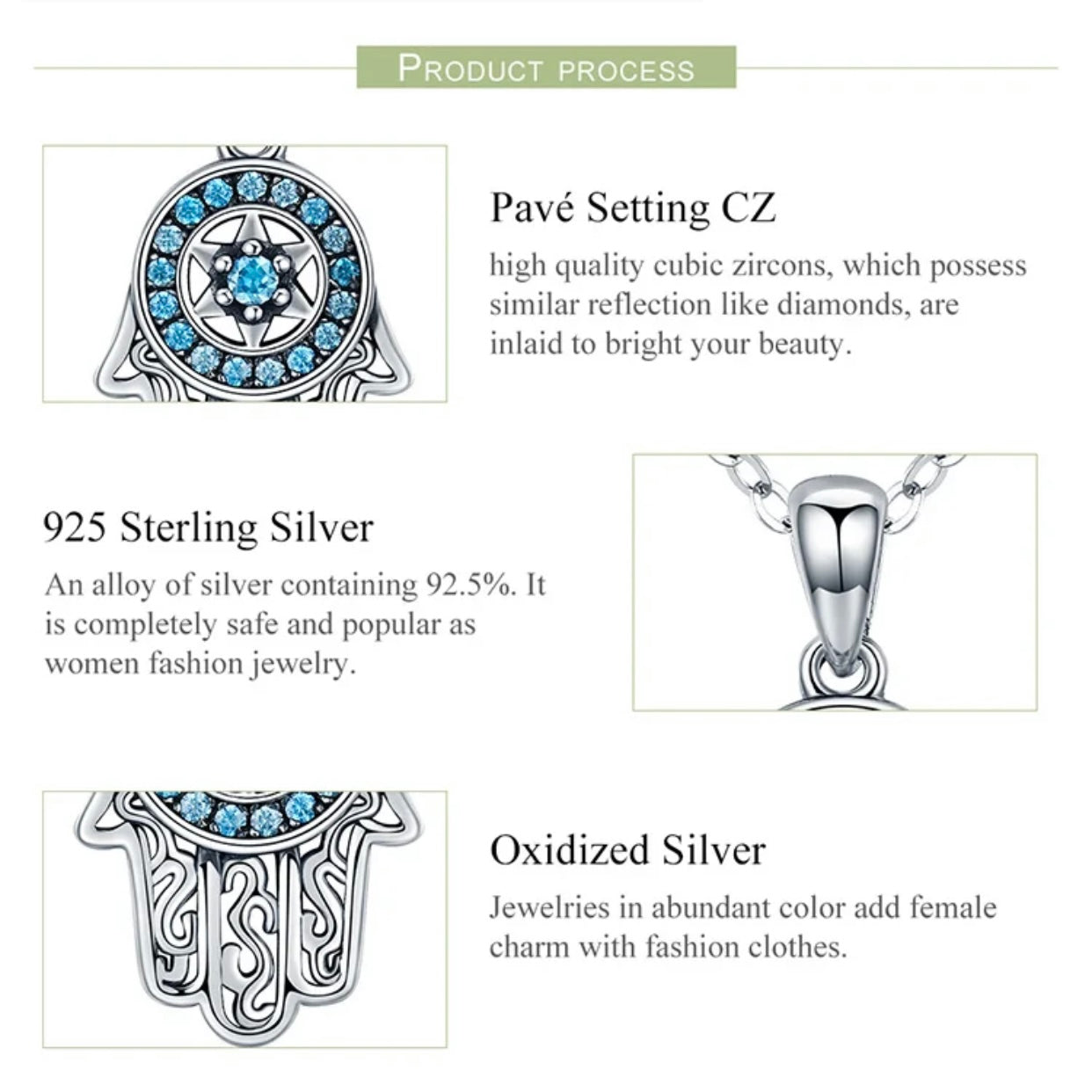 MICAELA STERLING SILVER FATIMA NECKLACE
