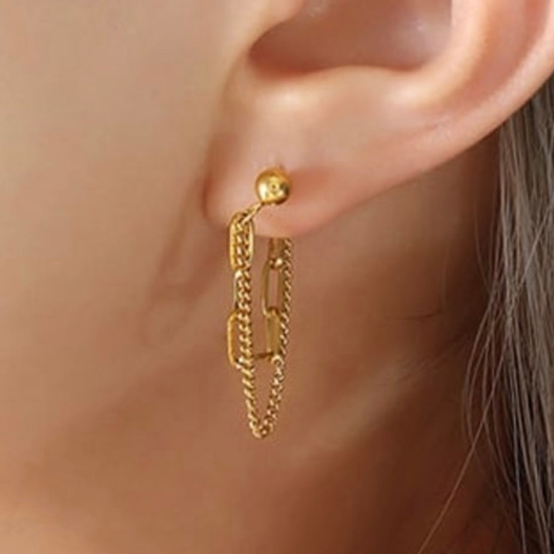 KADIE CHAIN LINK ROPE STUD EARRINGS