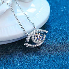 PETRINA STERLING SILVER MOISSANITE EVIL EYE PENDENT NECKLACE