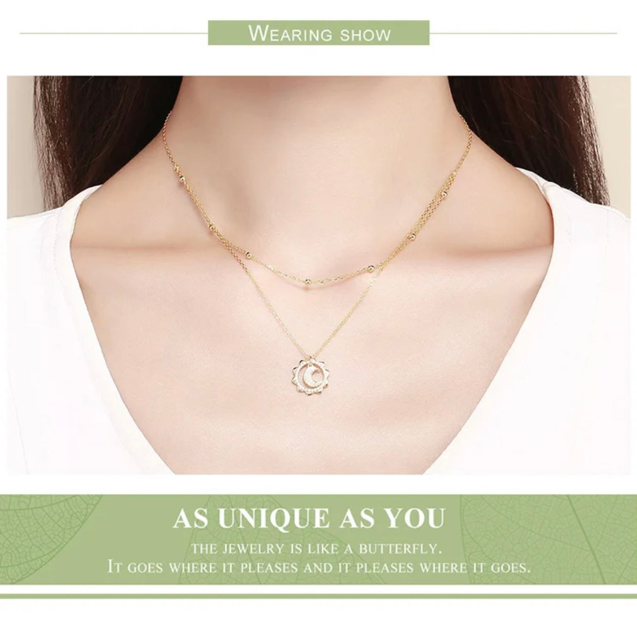 MARIANA STERLING SILVER SUN AND MOON PENDENT NECKLACE