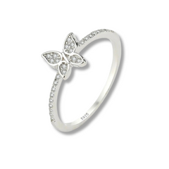 MELONEE DAINTY STERLING SILVER PAVE BUTTERFLY RING
