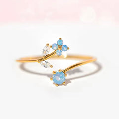 RIN BLUE FLOWER CZ RING