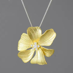 LOTUS FLOWER STERLING SILVER HANDCRAFTED NECKLACE