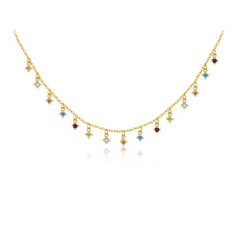 GRAZIA CZ RAINBOW DANGLE  NECKLACE